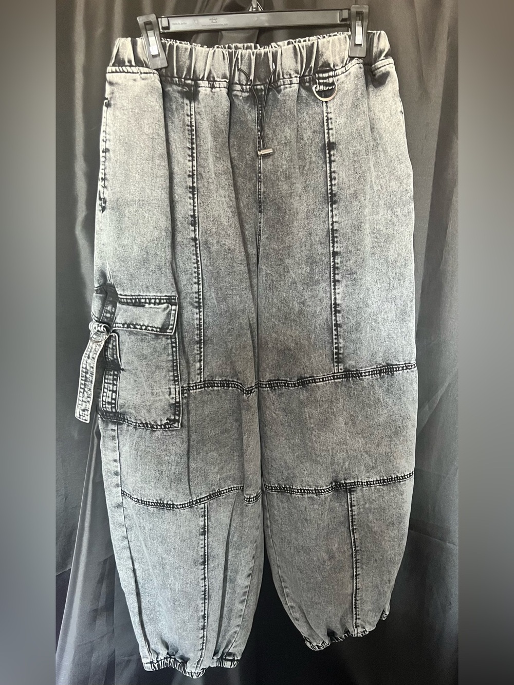 Hot Topic Baggy Grey Washed Drawstring Jeans Small